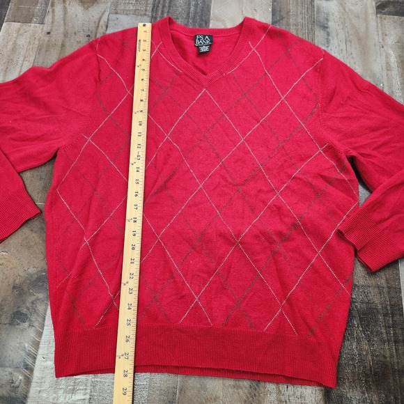 Mens Jos A Bank Executive Collection size XL Red Lambs Wool Blend Vneck Sweater - Picture 5 of 7
